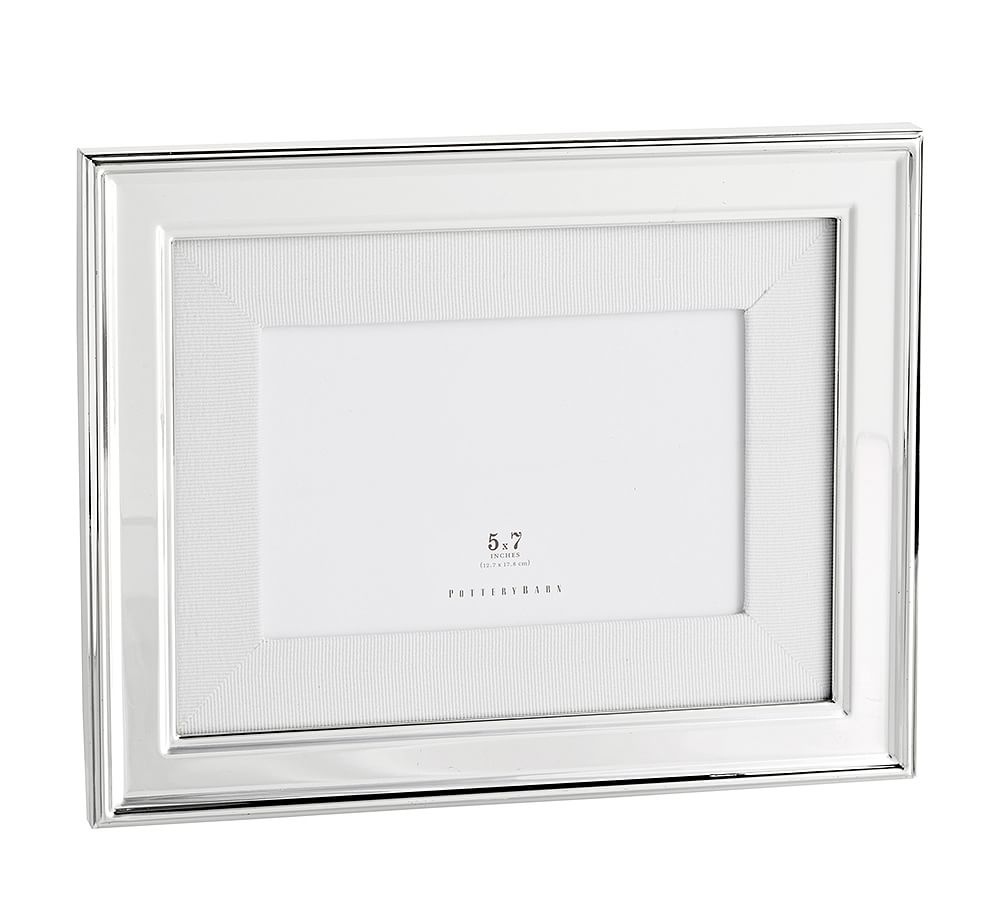 Personalized Silver-Plated Grosgrain Ribbon Mat Frame - White
