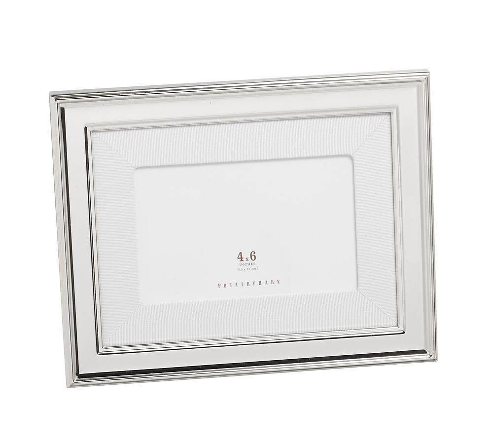 Personalized Silver-Plated Grosgrain Ribbon Mat Frame - White