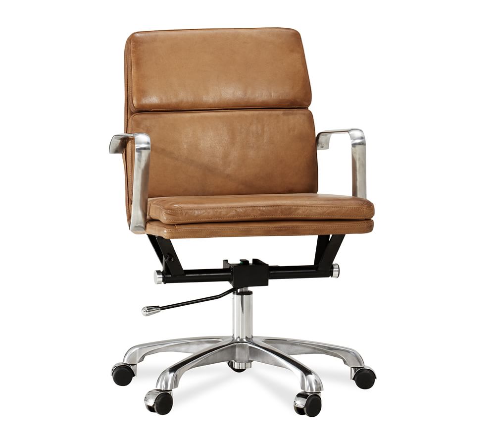 Nash Leather Swivel Desk Chair, Caramel