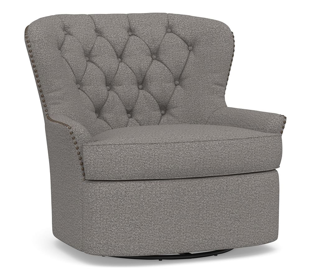 Cardiff Tufted Upholstered Swivel Armchair