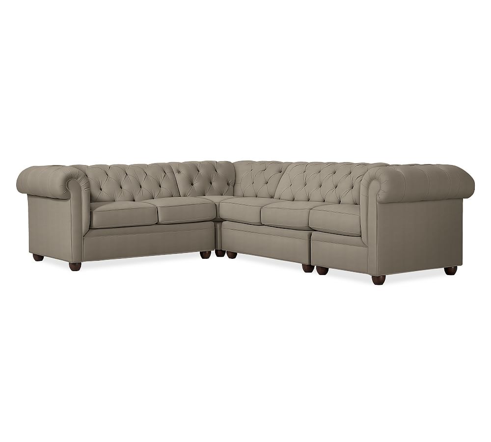 Chesterfield Roll Arm Upholstered 4-Piece Sectional