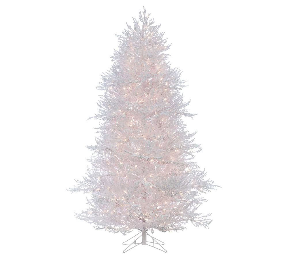 Lit Flocked White Twig Faux Christmas Tree 7 Ft. Pottery Barn