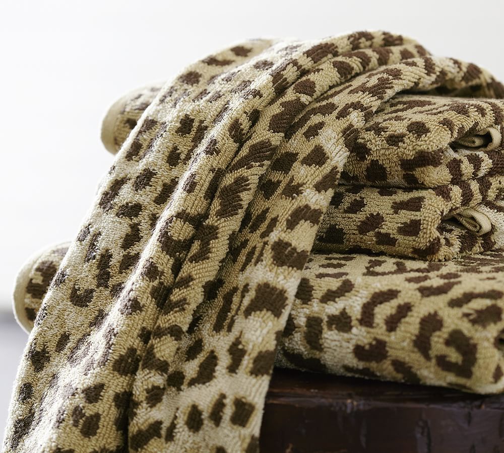 Allure Luxury Jacquard Leopard Print Bath Towels 100% Cotton Stylish  Textured Towels Patterned Bathroom Accessories Leopard Decor 