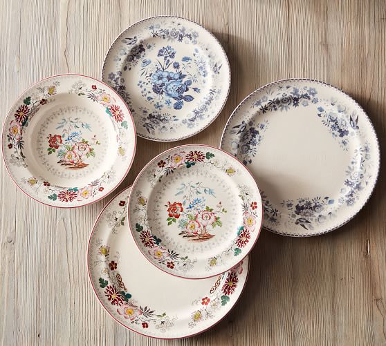 Vintage floral store dinner plates