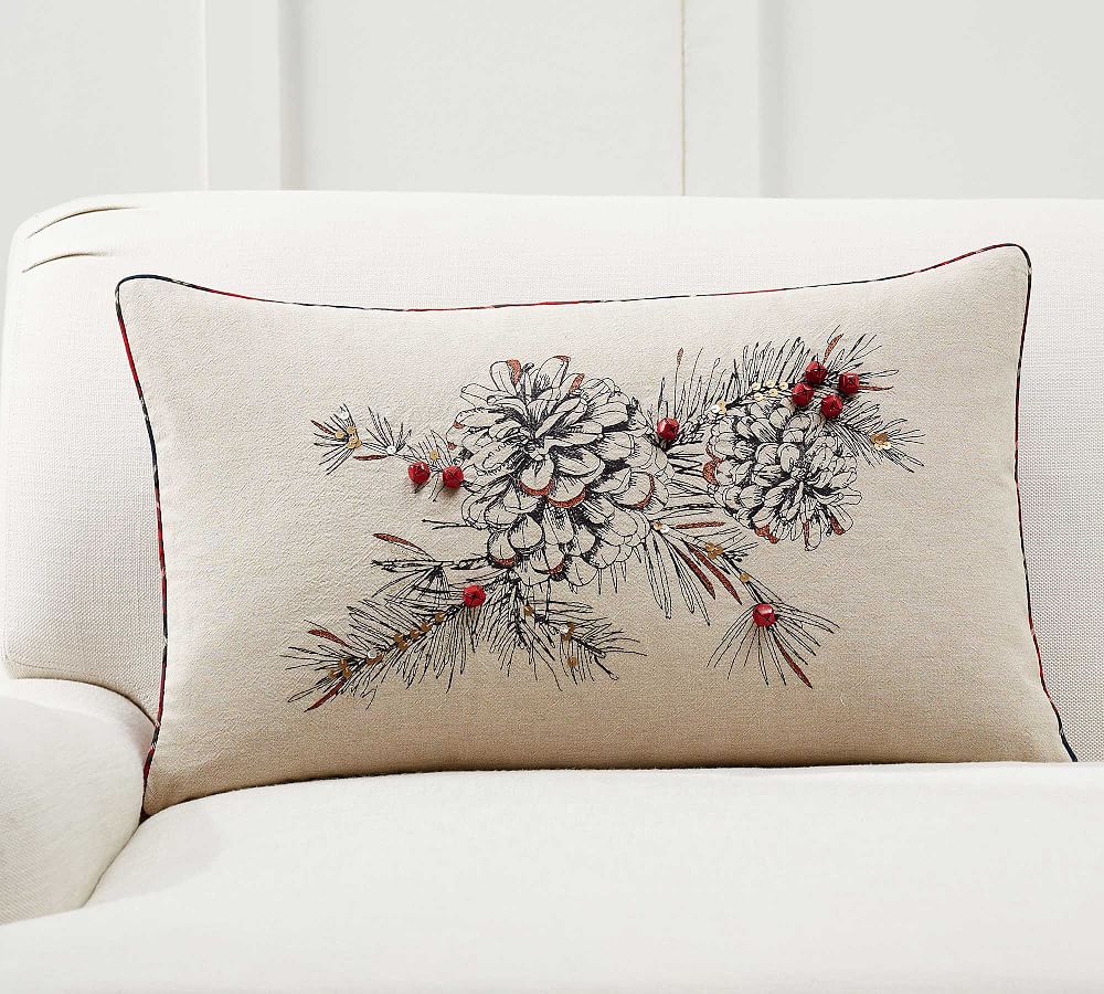 Tarak Embellished Pinecone Lumbar Pillow Cover