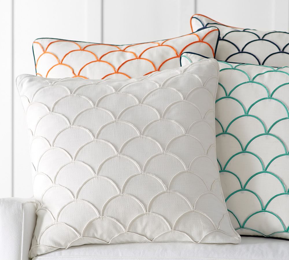 Scallop Embroidered Pillow Cover