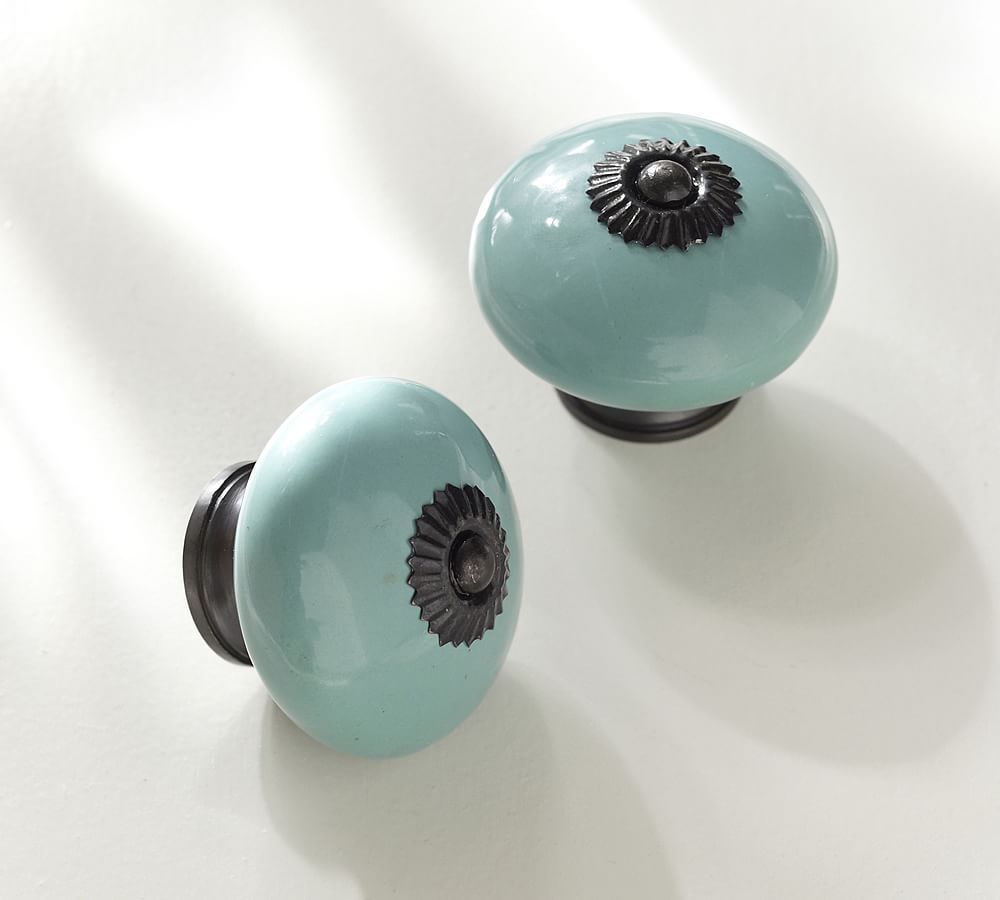 Turquoise Ceramic Knob