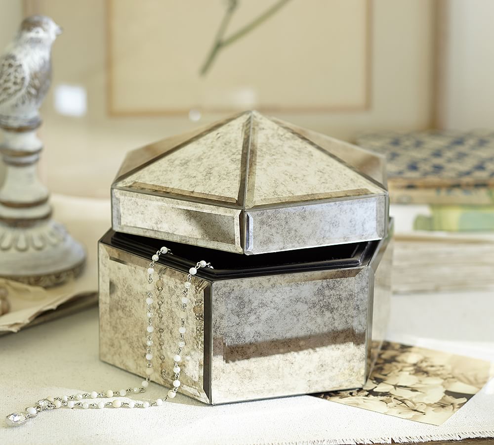 Antique Mirror Small Jewelry Box