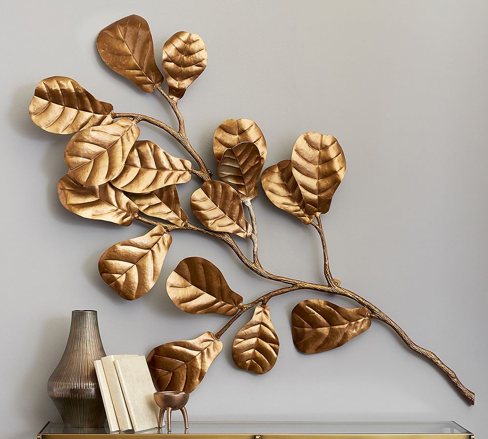 Sculptural Fig Leaf Branch Wall Art