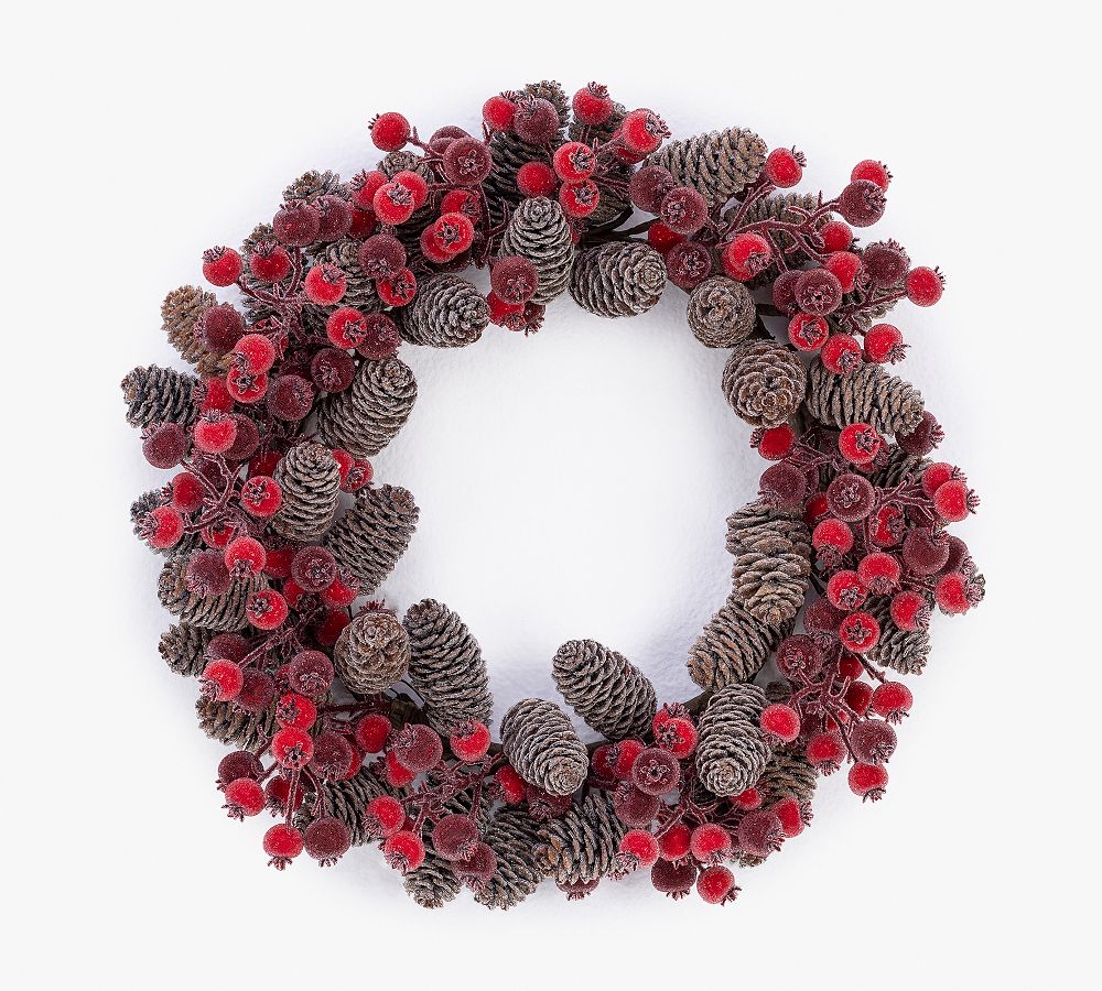 Faux Sugared Berry With Pinecones Wreath &amp; Garland