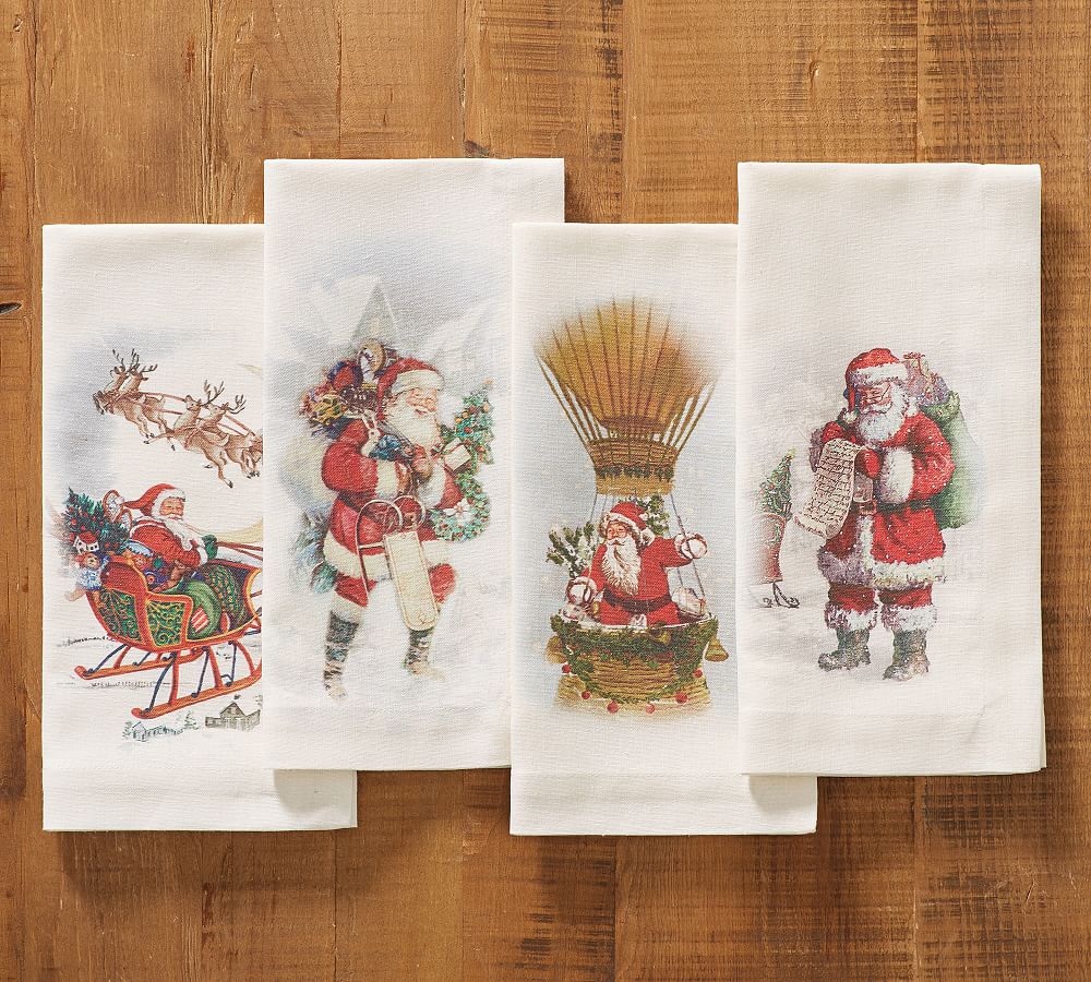 Nostalgic Santa Cotton/Linen Napkins - Set of 4