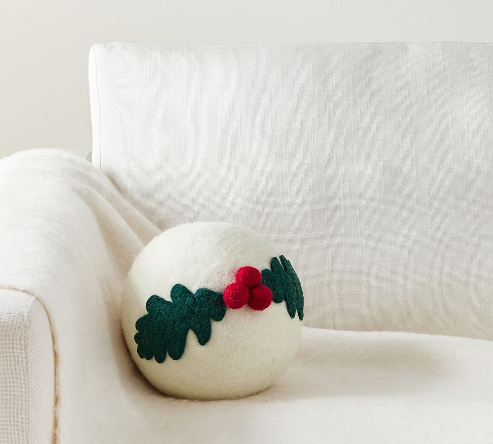 Felt Holly Jolly Ornament Sphere Pillow