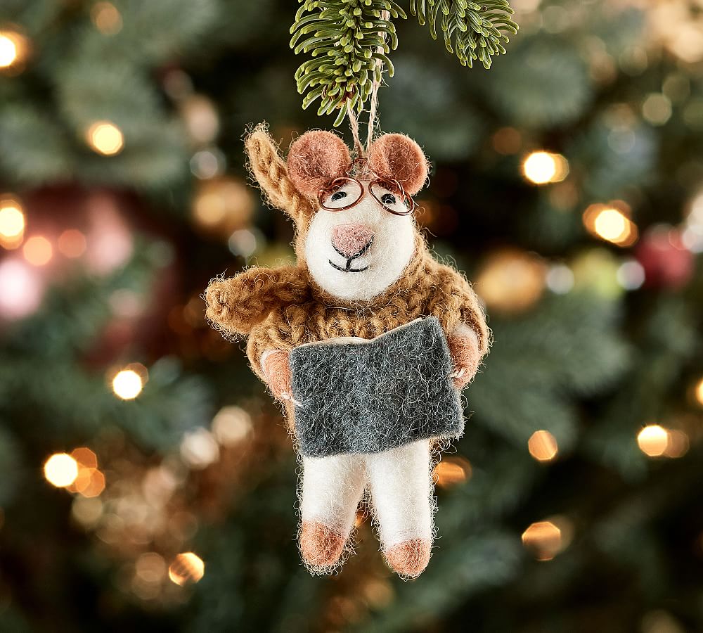 Felt Mouse With Sweater Ornament