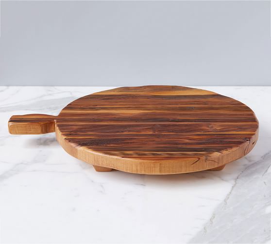 Reclaimed Wood Round Footed Serving Board Pottery Barn