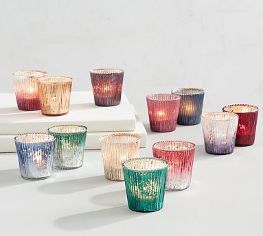 Jewel Tone Mercury Glass Candleholders - Multi | Pottery Barn