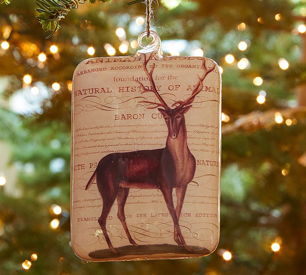 Decoupage Reindeer Glass Ornament