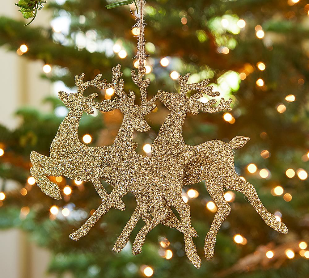 Glitter Deer Silhouettes Ornament