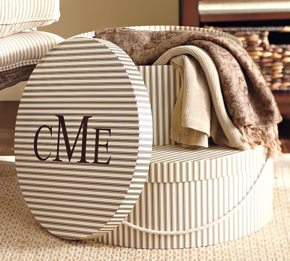 Striped Hat Boxes, Set of 2