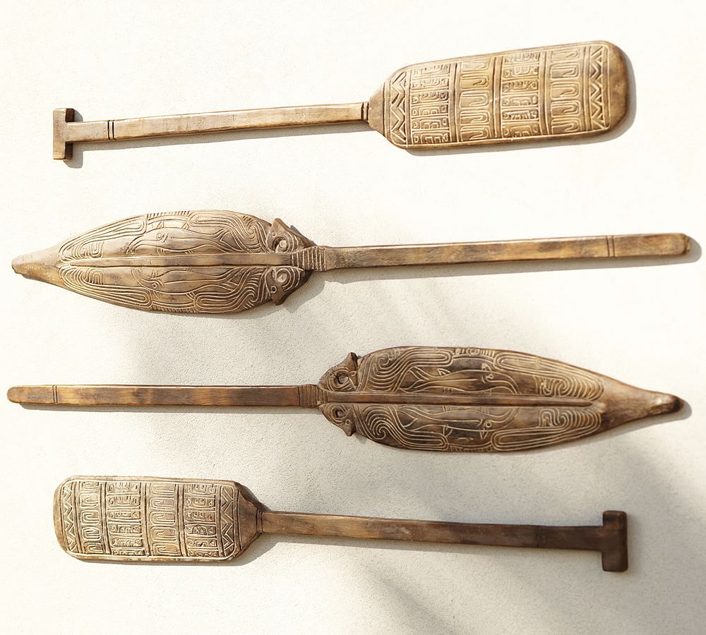 Ethnic Reclaimed Wood Paddles, Set of 2
