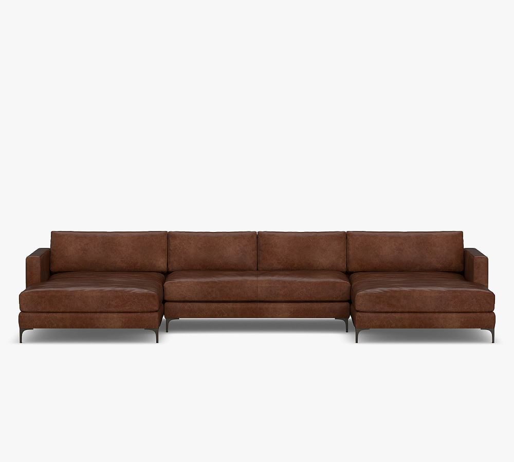 Leather double clearance chaise sectional