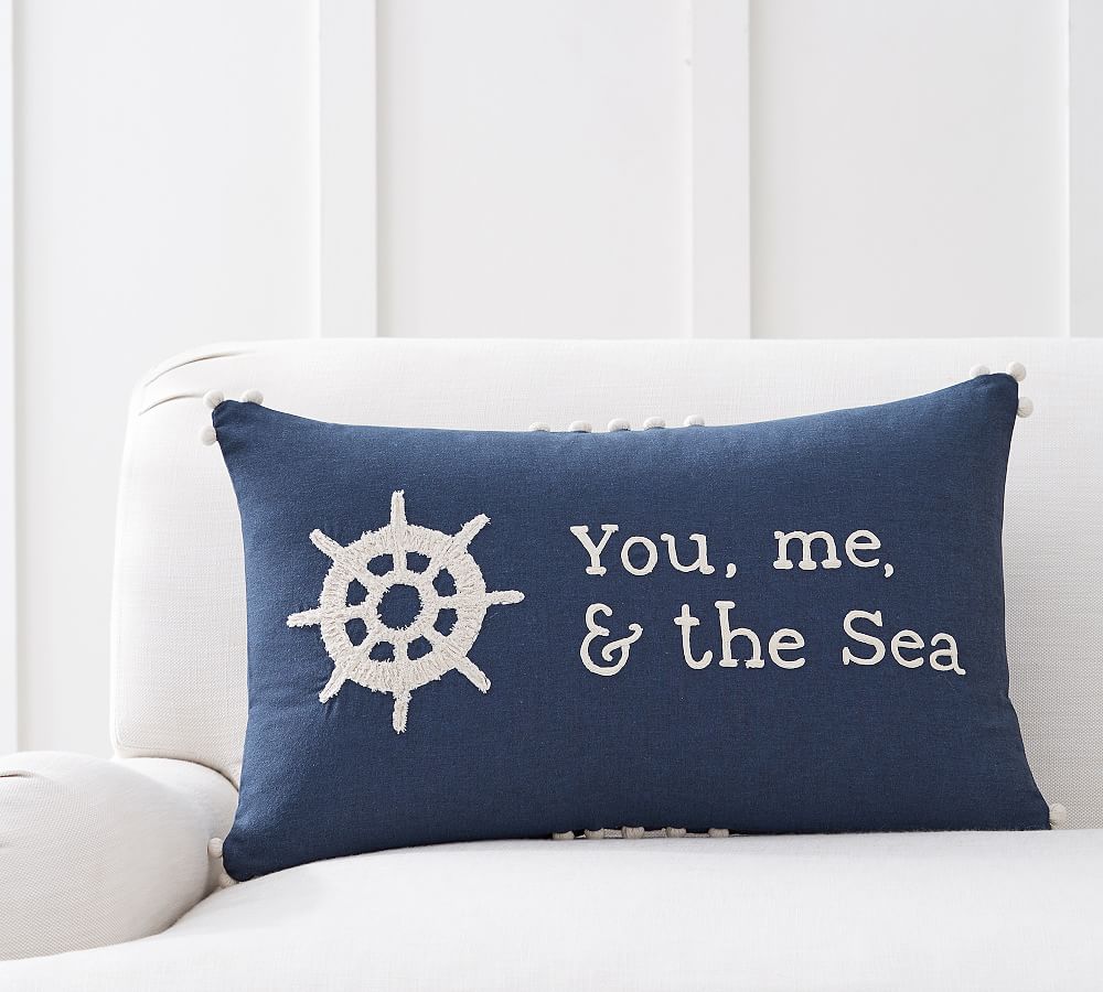 You, Me, &amp; the Sea Embroidered Pillow Cover