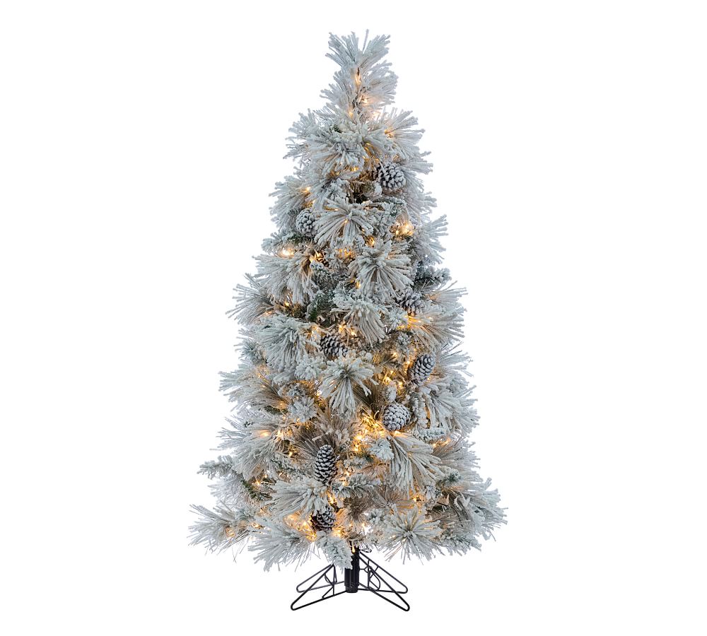 Pre-Lit LED Flocked Crystal White Pine Artificial Christmas Tree - 5ft