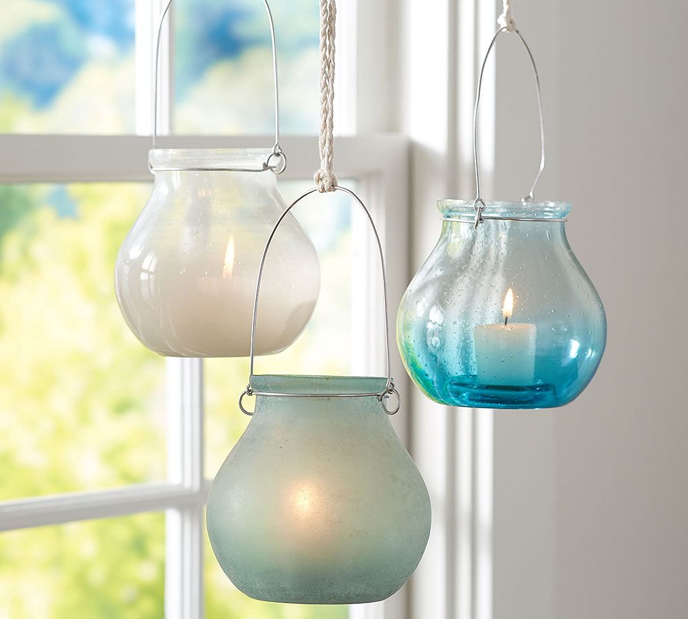 Sea Glass Hanging Votive Cups