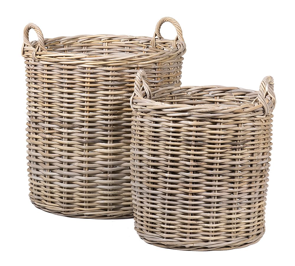 Portland Round Woven Tote Baskets, Set of 2