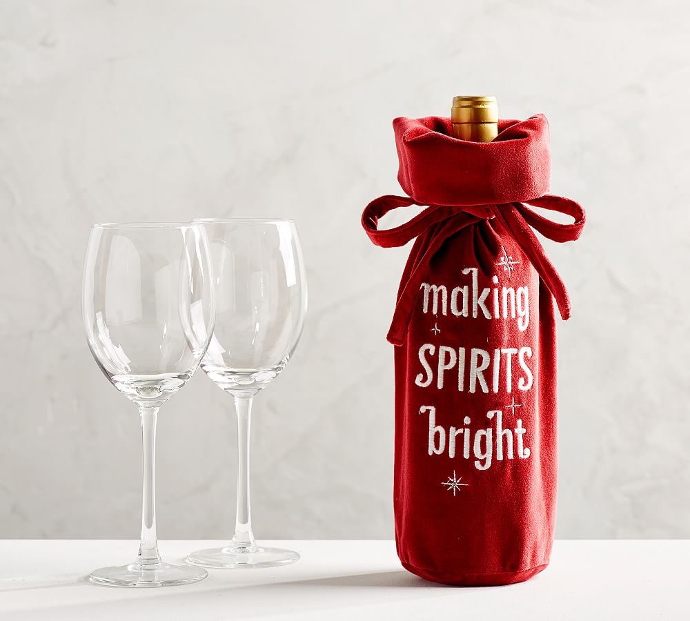 Making Spirits Bright Velvet Wine Bag