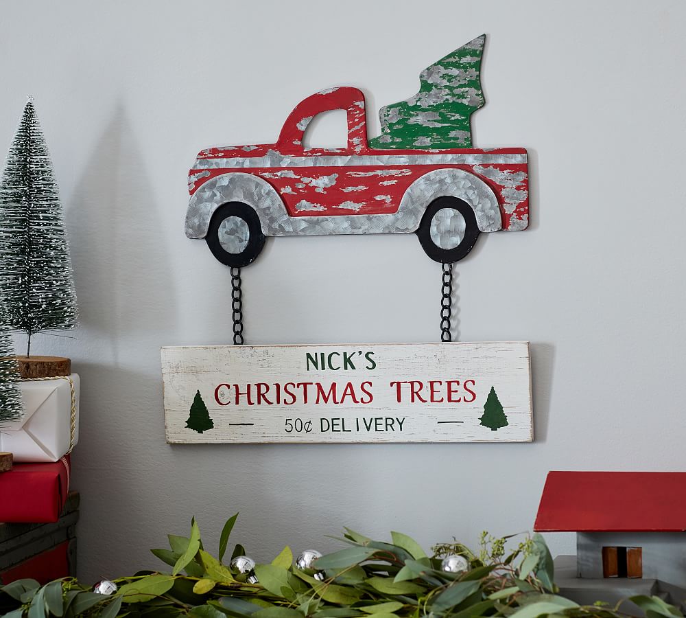 Woody Car Christmas Trees Sign