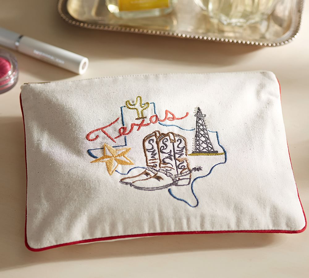 Texas Embroidered State Pouch