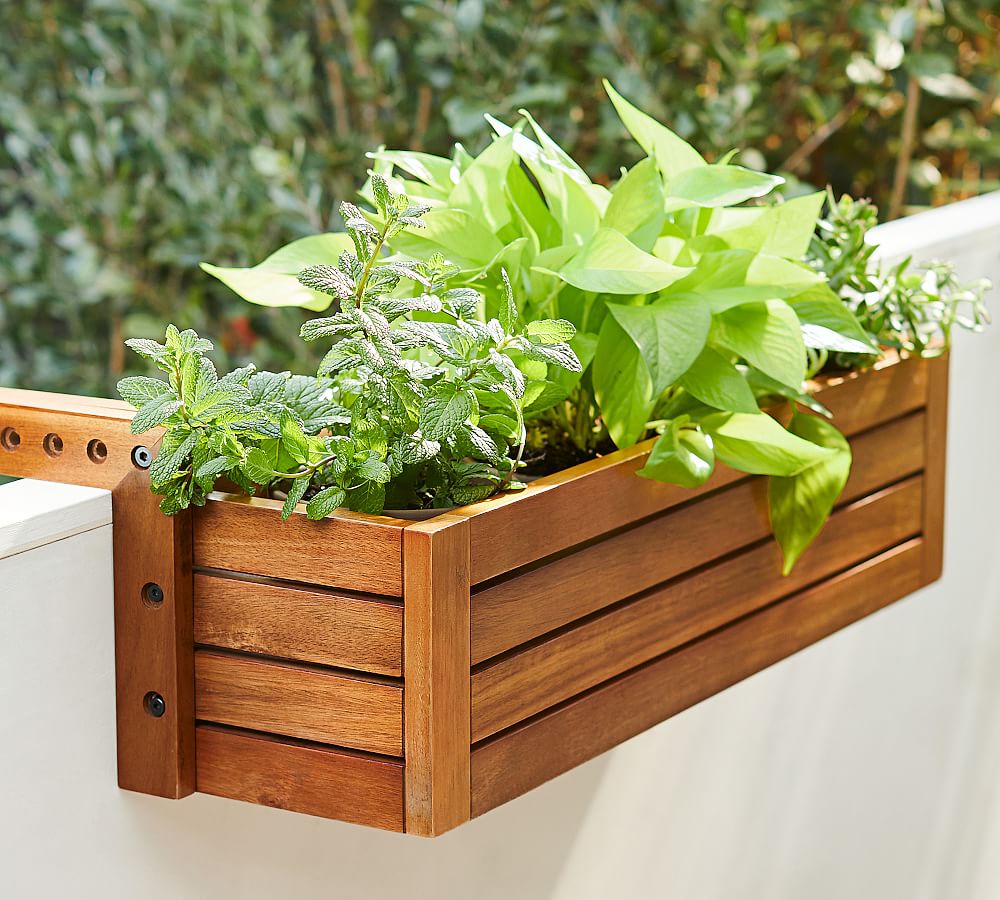 Juliet Balcony Outdoor Planters Box On Rail | Pottery Barn