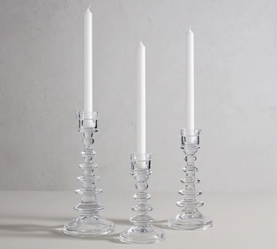 Harper Stacked Glass Taper Candlesticks Candle Holder Pottery Barn