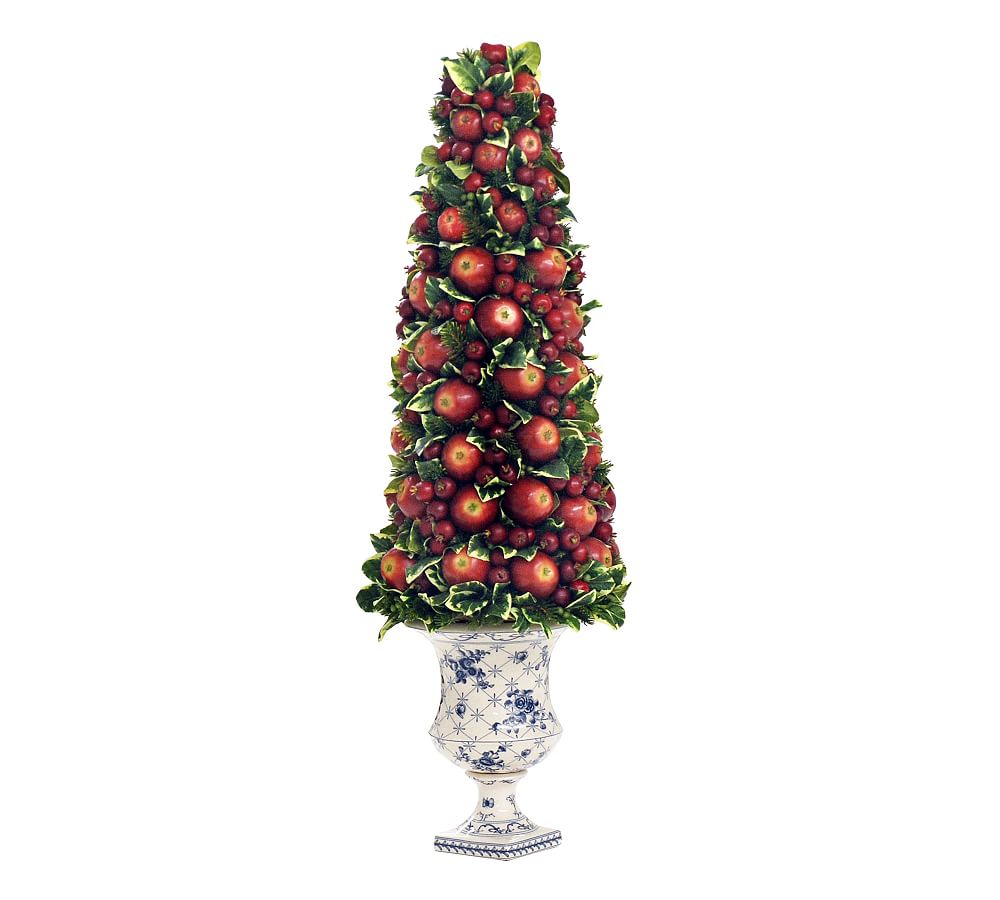 Faux Apple Berry Topiary in Rose Urn