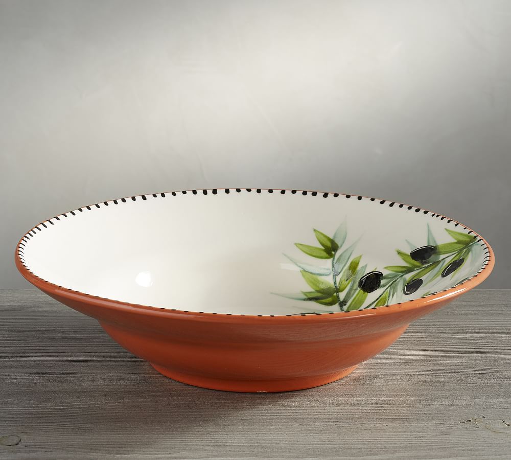 Handpainted Olive Serve Bowl