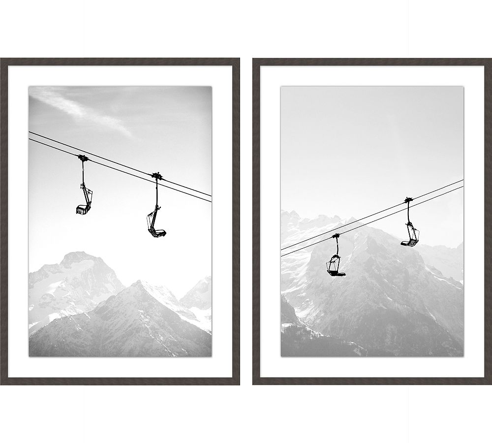 Ski Lift Diagonal Framed Print