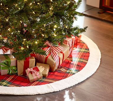 Faux Sherpa and Plaid Tree Skirt | Pottery Barn