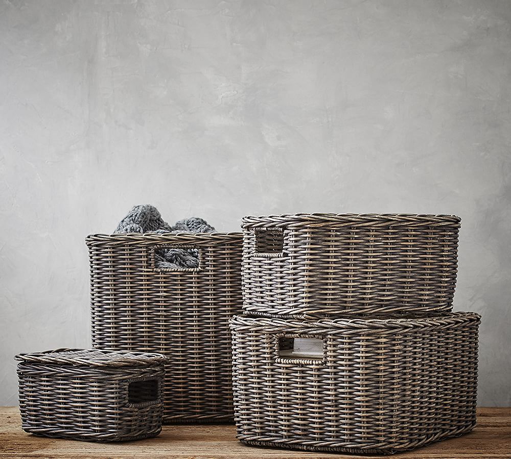 Wicker Weave Lidded Baskets