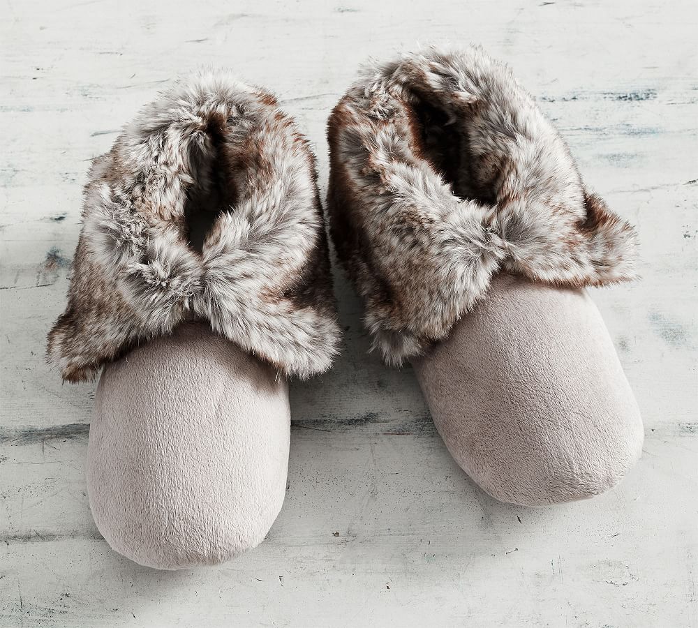 Restoration hardware slippers faux on sale fur