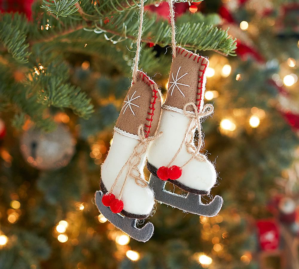 Felted Pair of Ice Skates Ornament