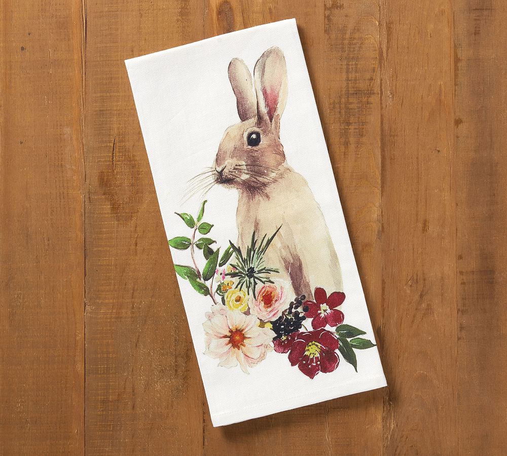 Floral Bunny Tea Towel