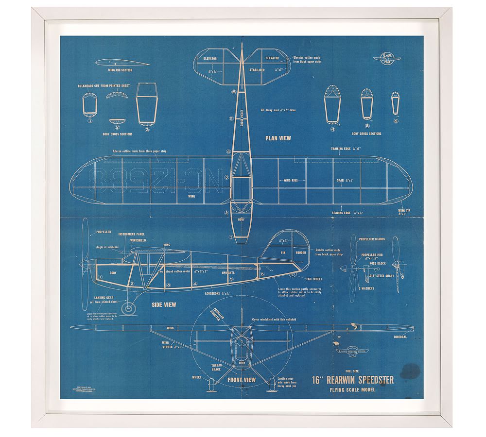 Aviation Blueprint Framed Print