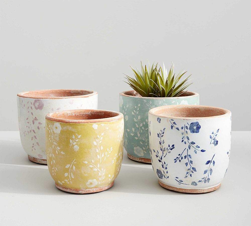 Ceramic Cachepot Collection - Floral
