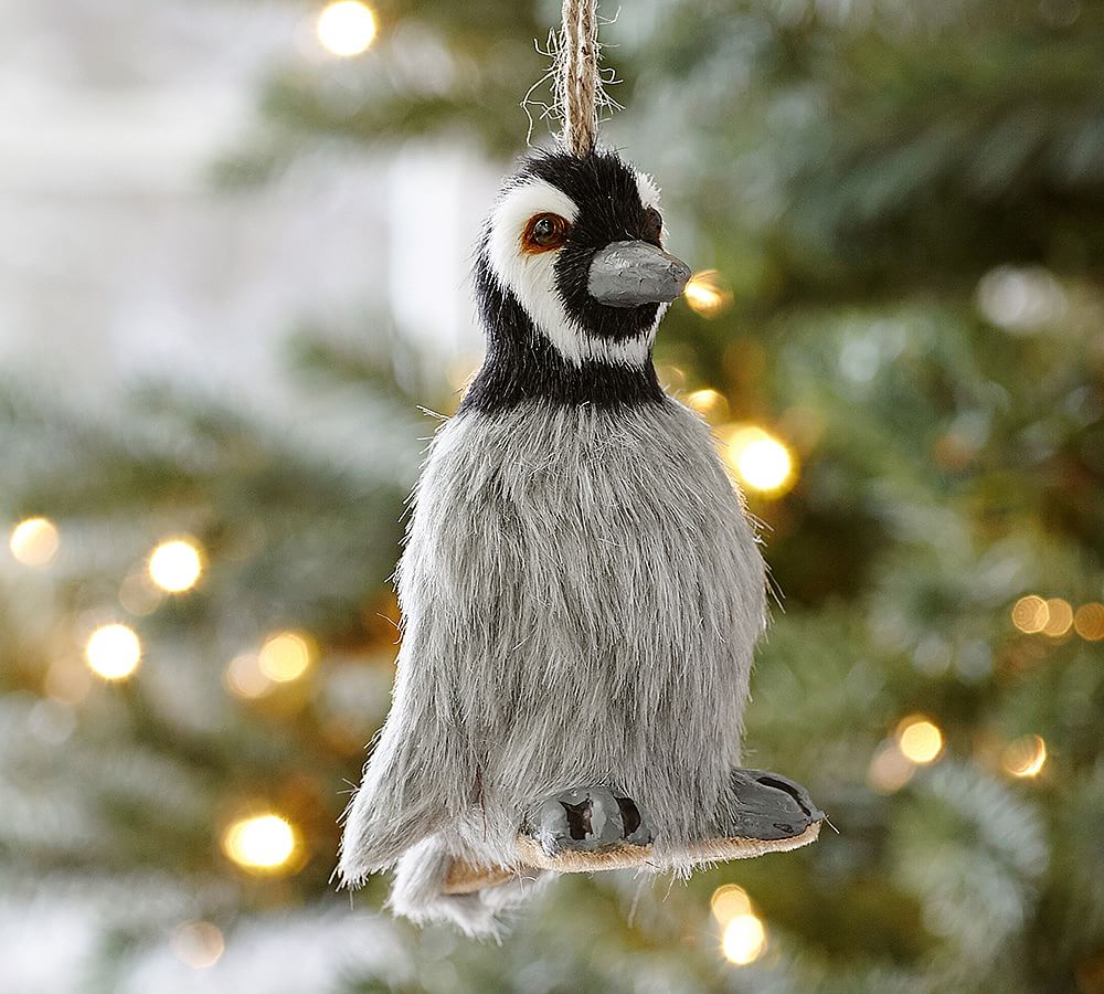 Gray Fur Penguin Ornament