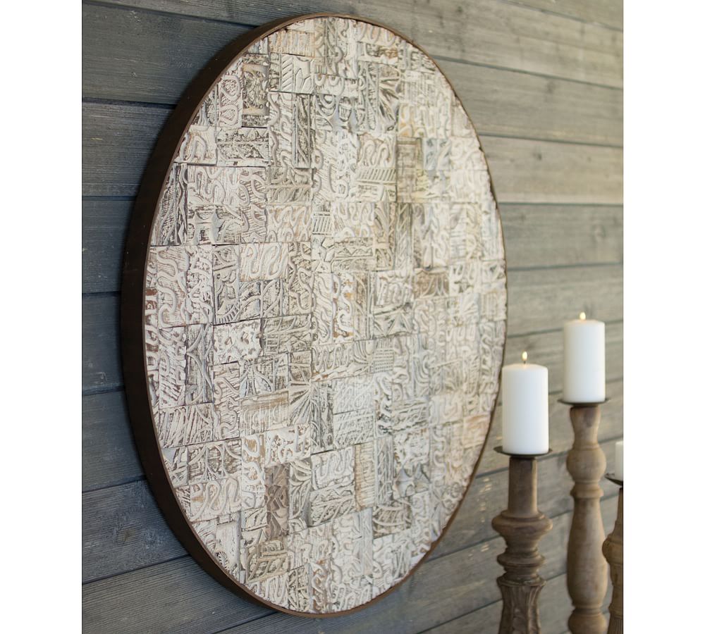 Recycled Round Block Print Wall Panel