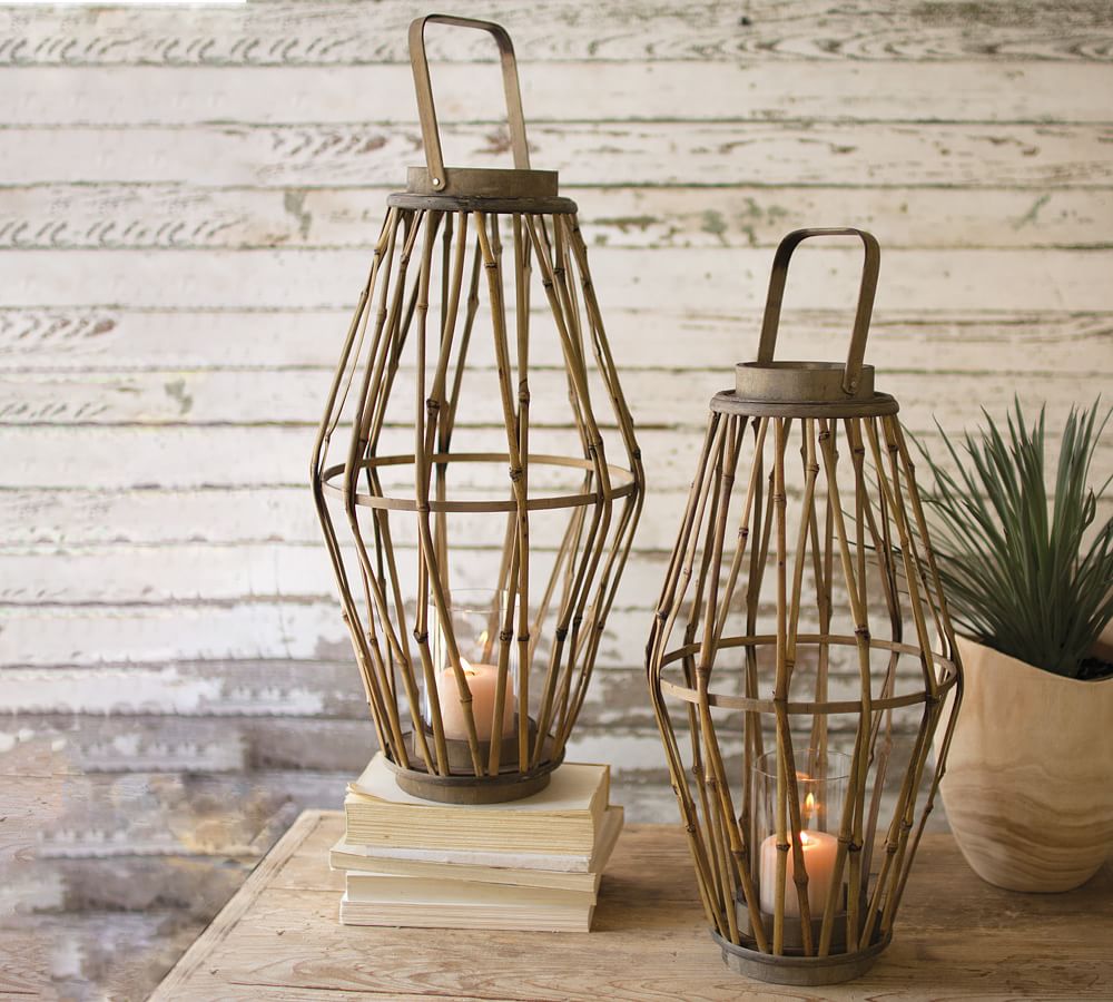 Tall Bamboo Lanterns - Set of 2
