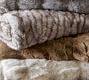 Gathered Faux Fur Throw Blanket - Taupe