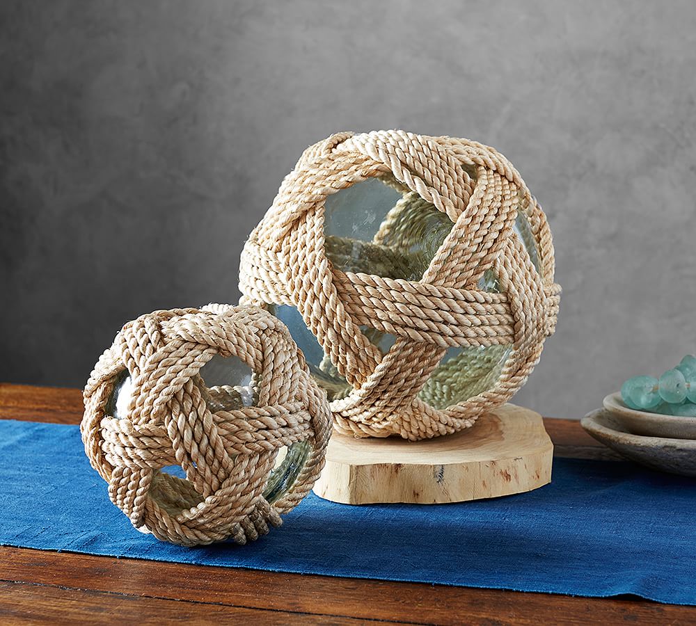 Recycled Glass Ball with Abaca Rope