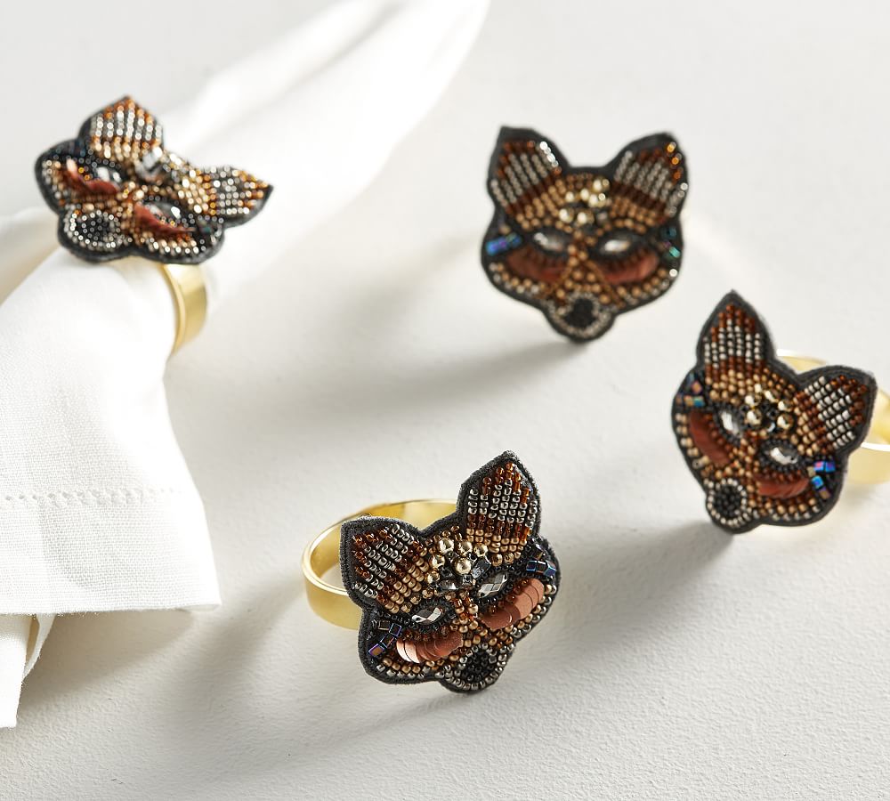 Jeweled Fox Napkin Ring, Set of 4