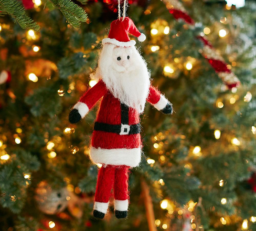 Tall Wool Santa Ornament